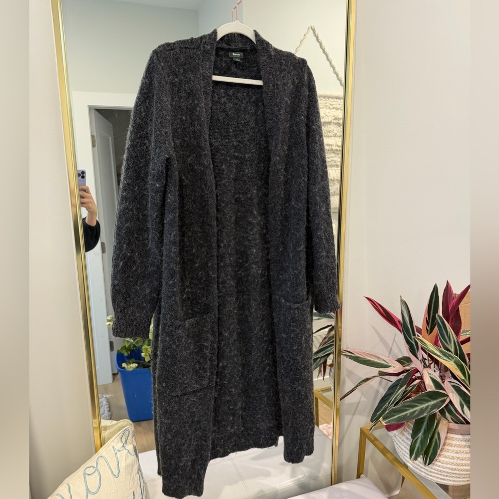 Roots Long Open-Front Cozy Alpaca Sweater